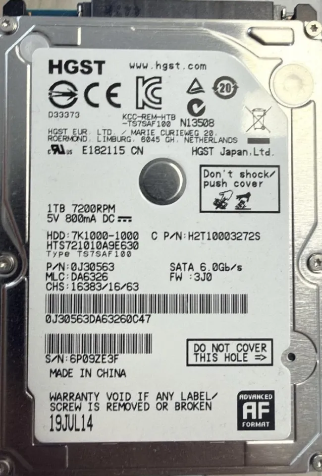 HGST Travelstar 7K1000 1 TB 7200 RPM 2.5” SATA III (6 Gb/s) vidinis kietasis diskas nešiojamam ir stacionariam kompiuteriui