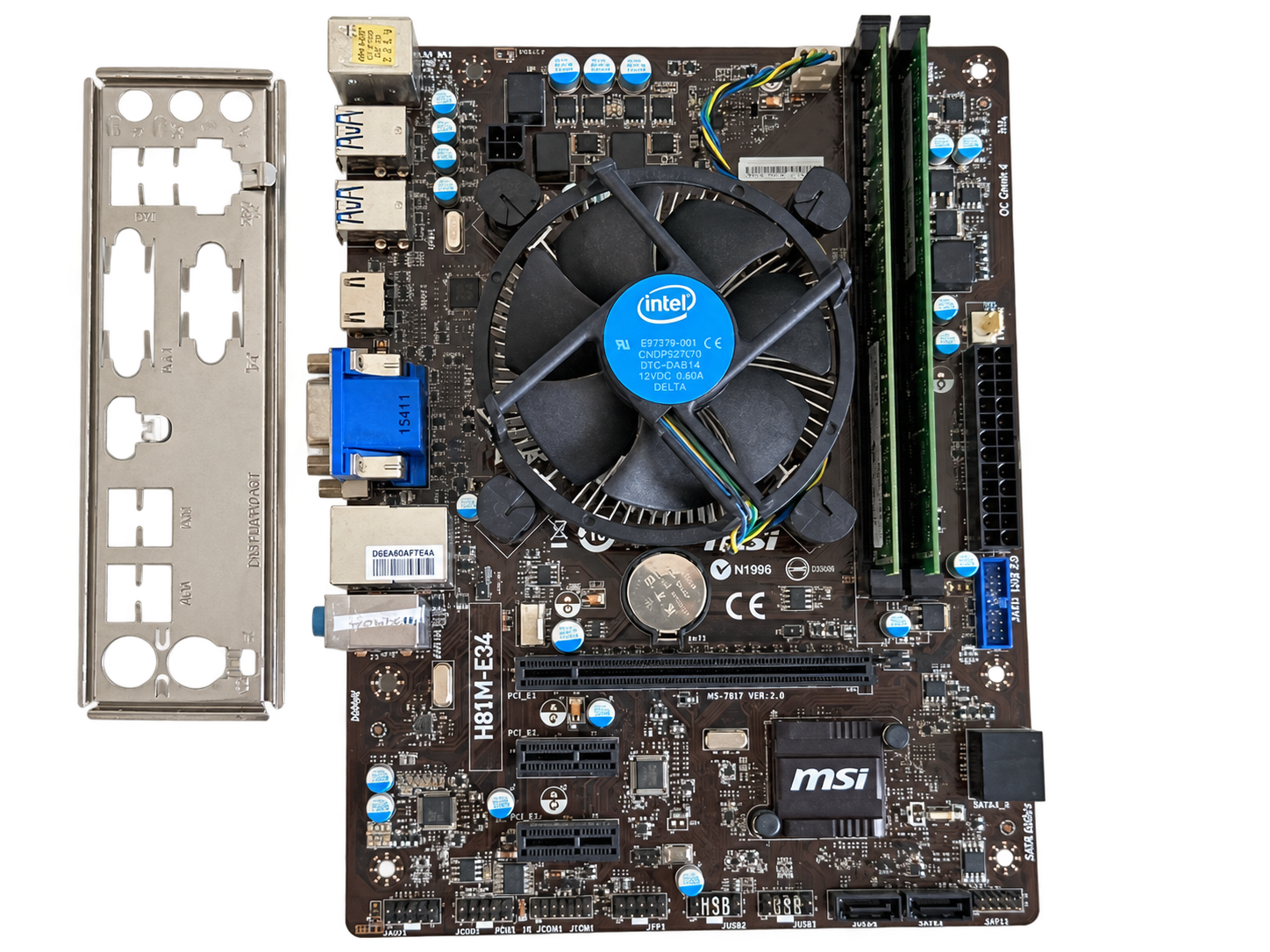 MSI H81M-E34 motininės plokštės komplektas su Intel Core i7-4790 3.60 GHz procesoriumi, 16 GB DDR3 RAM ir Intel aušintuvu LGA1150