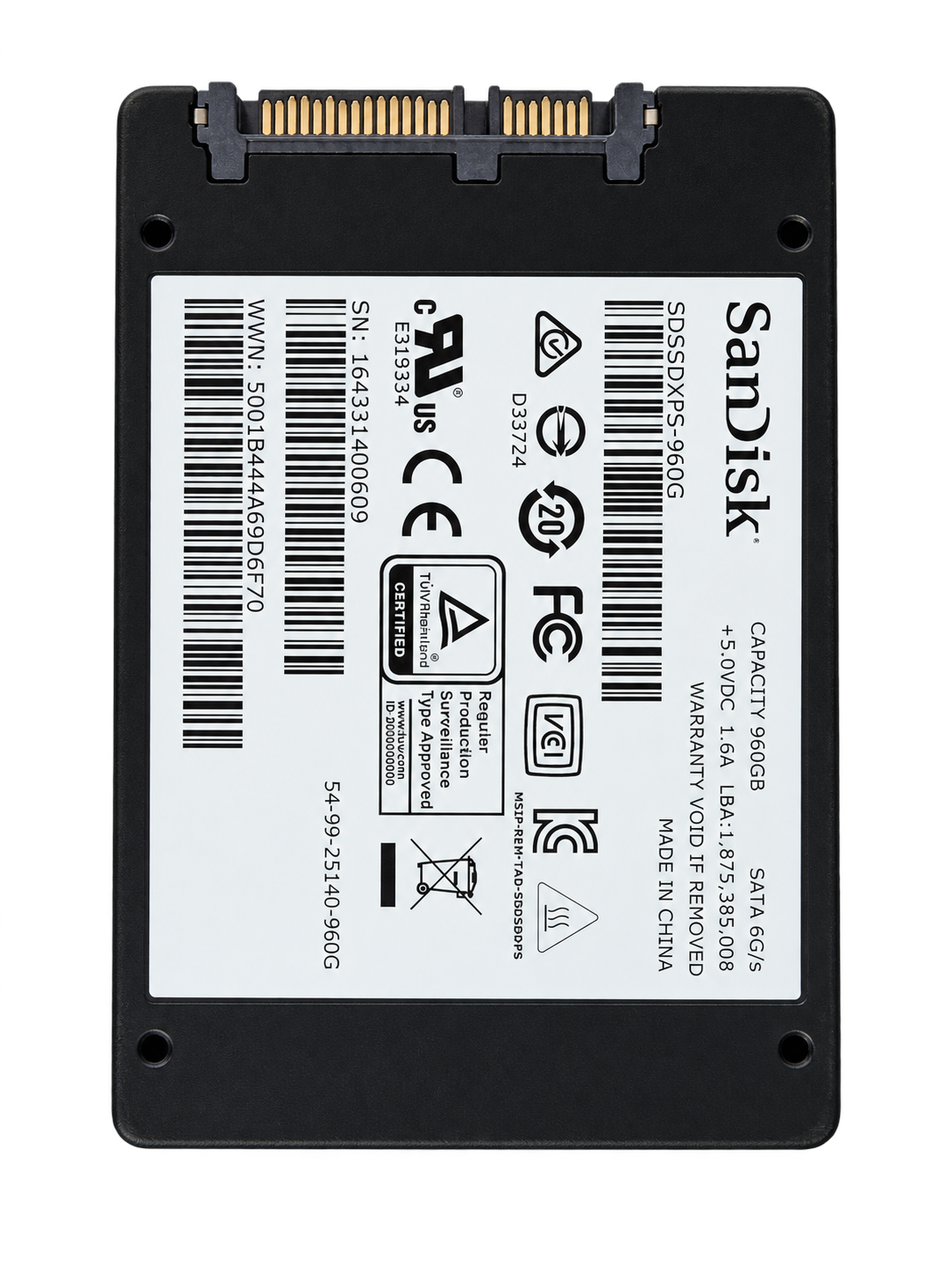 SanDisk 960 GB SATA 6Gb/s SSD (SDSSDXPS-960G)